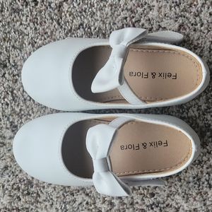 Felix & Flora white flower girl shoes